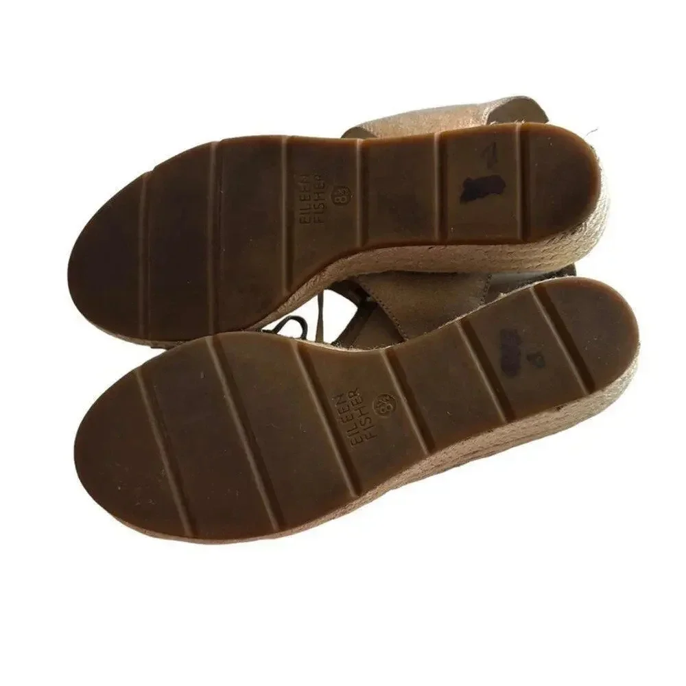 Eileen Fisher Agnes Espadrille Wedge Sandal Women's 8.5‎ Gold Metallic System